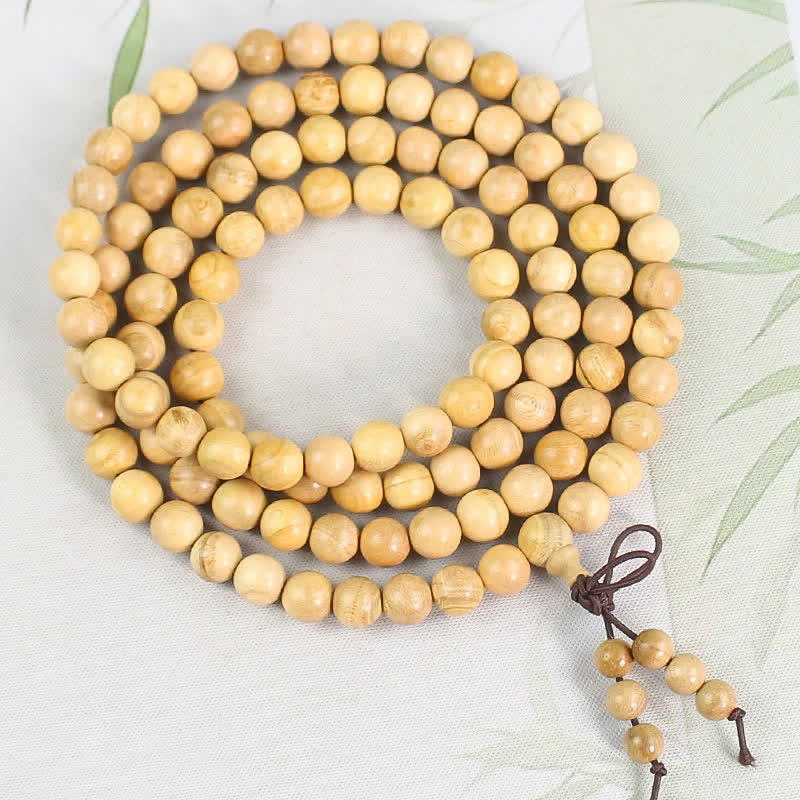 Buddha Stones Peach Wood Wealth Hand Polished Knotted 108 Bead Mala - 8mm - New Craft - Peach Wood( Protection♥Purification) - image 3