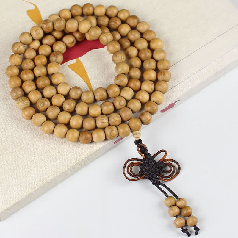 Buddha Stones Peach Wood Wealth Hand Polished Knotted 108 Bead Mala - 10mm - Normal - Peach Wood( Protection♥Purification) - image 2