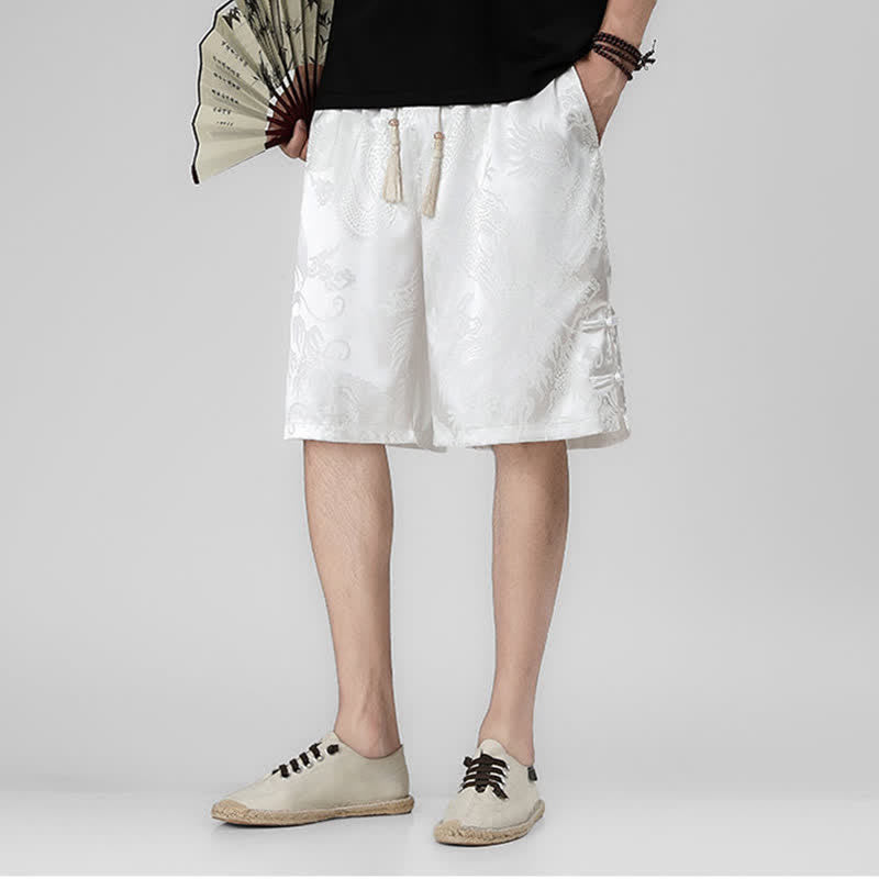 Buddha Stones Summer Drawstring Dragon Frog Button Side Men's Shorts With Pockets - image 18