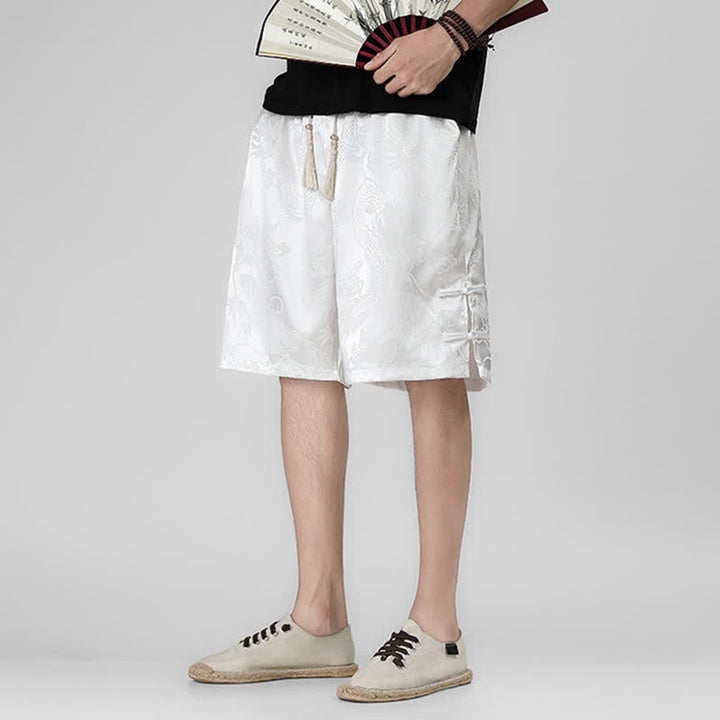 Buddha Stones Summer Drawstring Dragon Frog Button Side Men's Shorts With Pockets - image 20