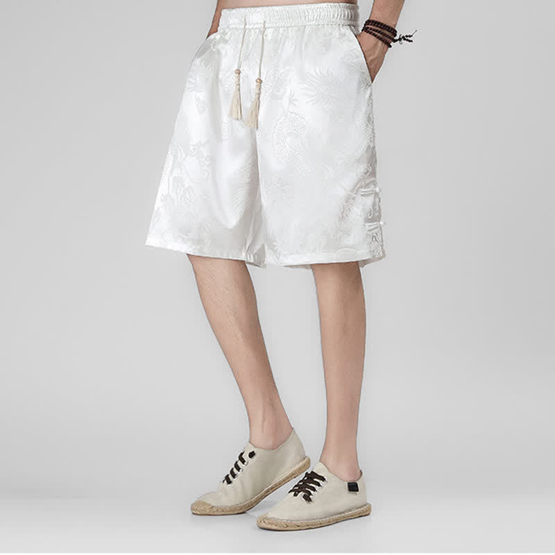 Buddha Stones Summer Drawstring Dragon Frog Button Side Men's Shorts With Pockets - White - US/UK/AU46，EU56 (5XL) - image 10