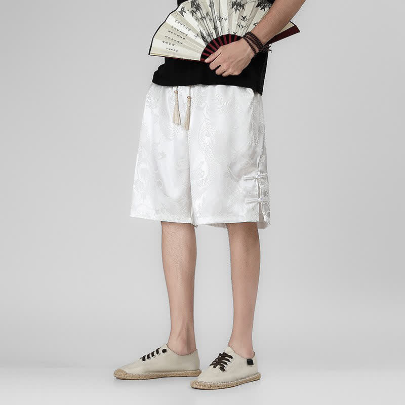 Buddha Stones Summer Drawstring Dragon Frog Button Side Men's Shorts With Pockets - image 17