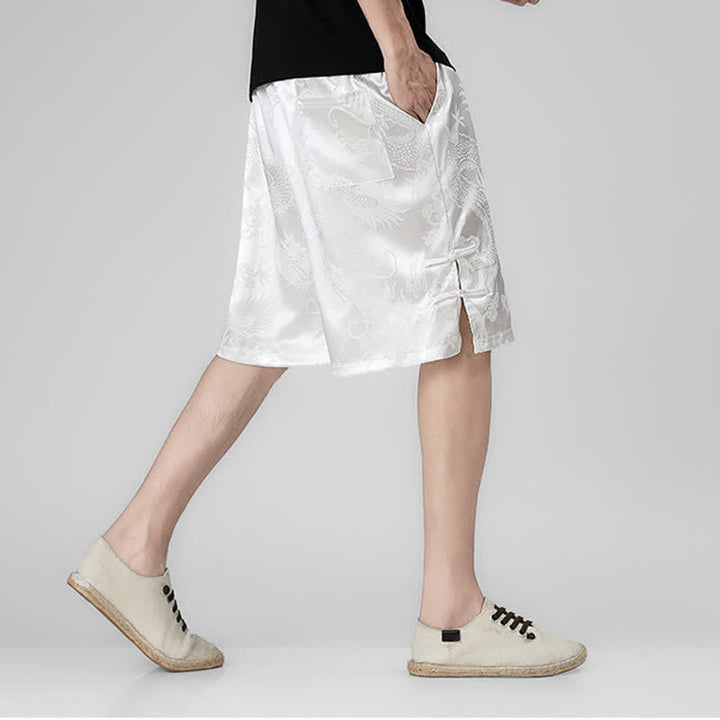 Buddha Stones Summer Drawstring Dragon Frog Button Side Men's Shorts With Pockets - image 16