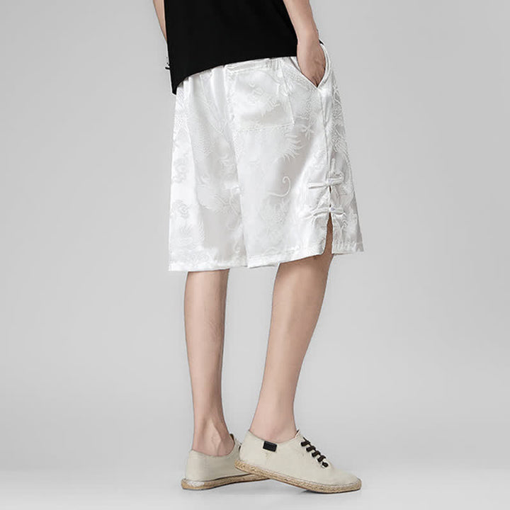 Buddha Stones Summer Drawstring Dragon Frog Button Side Men's Shorts With Pockets - image 12