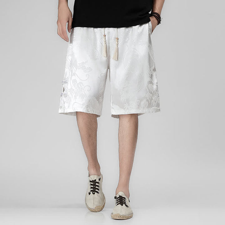 Buddha Stones Summer Drawstring Dragon Frog Button Side Men's Shorts With Pockets - image 19