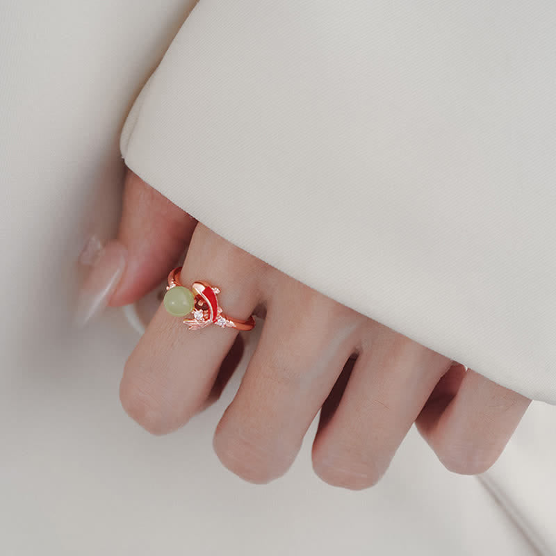Buddha Stones Copper Koi Fish Success Pearl Inspired Adjustable Open Ring - image 13