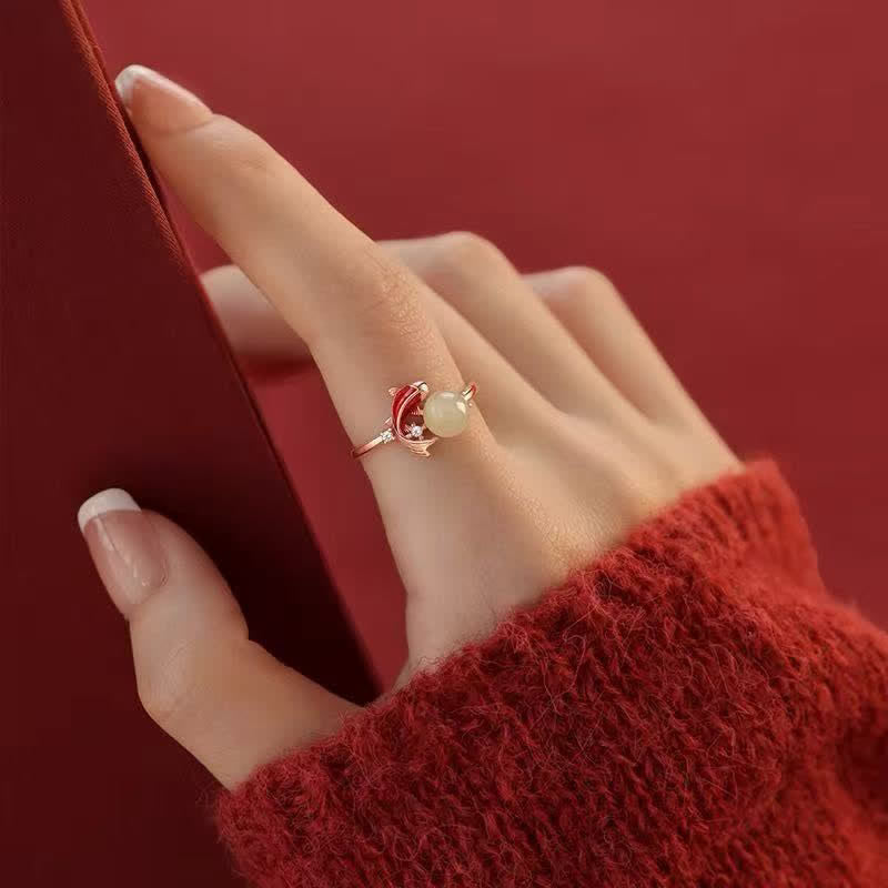 Buddha Stones Copper Koi Fish Success Pearl Inspired Adjustable Open Ring - image 10