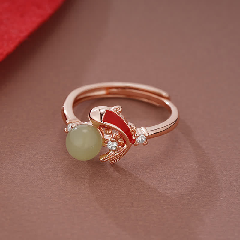 Buddha Stones Copper Koi Fish Success Pearl Inspired Adjustable Open Ring - image 7