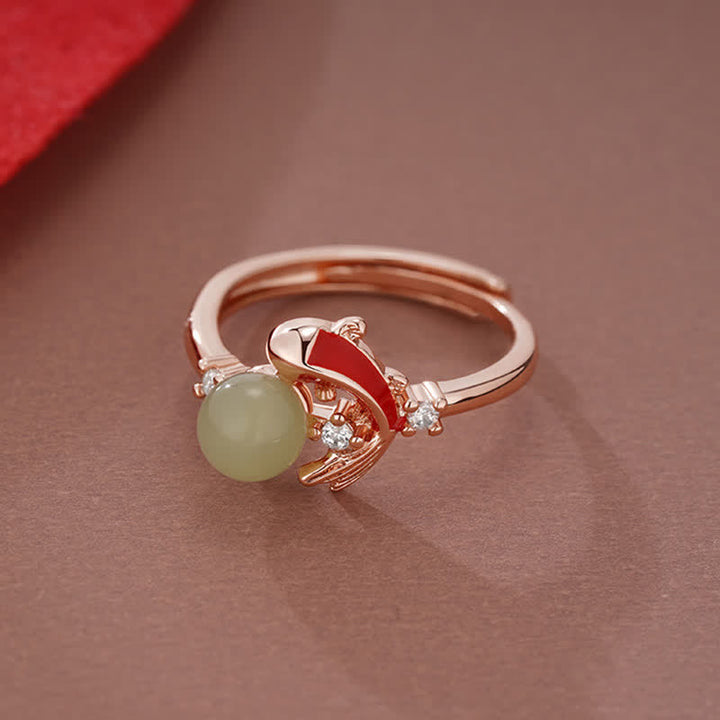 Buddha Stones Copper Koi Fish Success Pearl Inspired Adjustable Open Ring - image 7