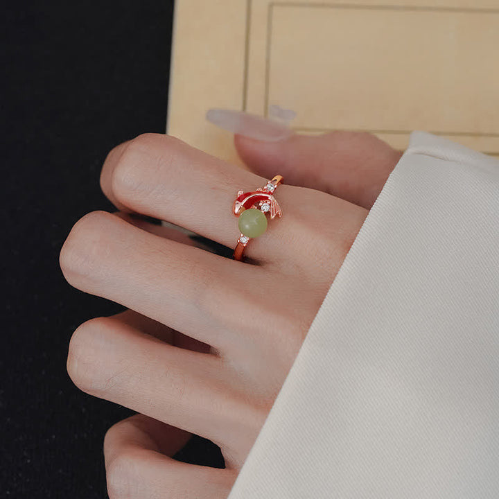 Buddha Stones Copper Koi Fish Success Pearl Inspired Adjustable Open Ring - image 16