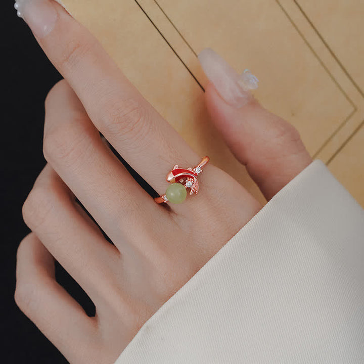 Buddha Stones Copper Koi Fish Success Pearl Inspired Adjustable Open Ring - image 17