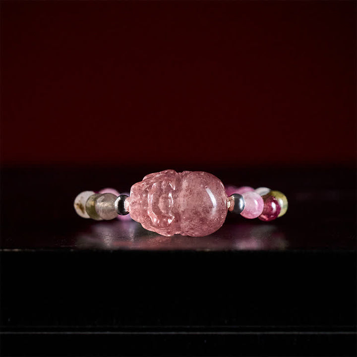 Buddha Stones 3mm Mini Beads Natural Moonstone Tourmaline Garnet Pearl Strawberry Quartz PiXiu Healing Elastic Ring - image 18