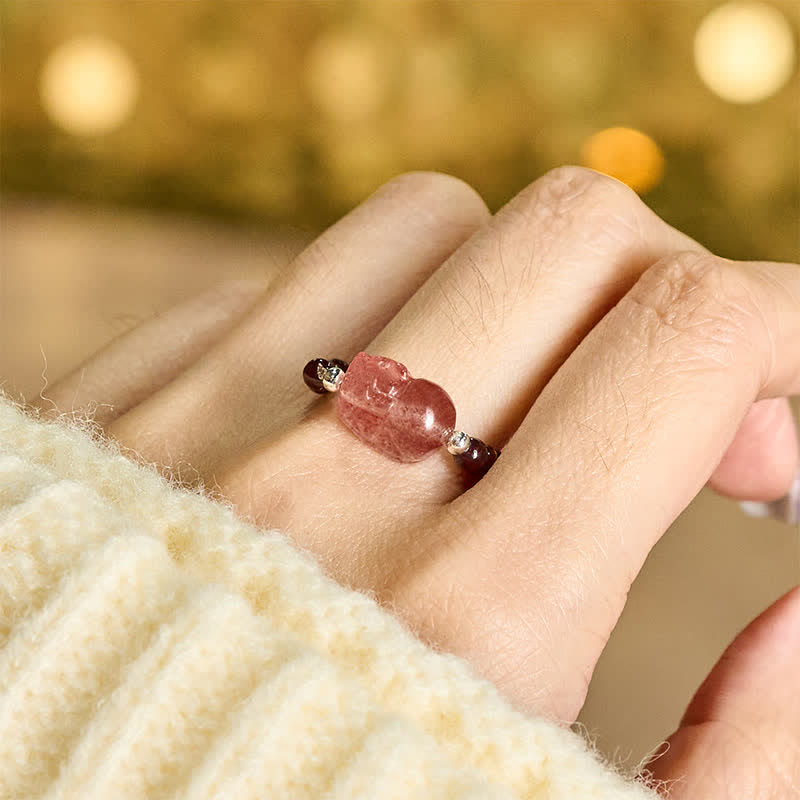Buddha Stones 3mm Mini Beads Natural Moonstone Tourmaline Garnet Pearl Strawberry Quartz PiXiu Healing Elastic Ring - image 4