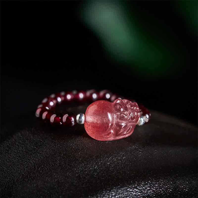 Buddha Stones 3mm Mini Beads Natural Moonstone Tourmaline Garnet Pearl Strawberry Quartz PiXiu Healing Elastic Ring - image 1