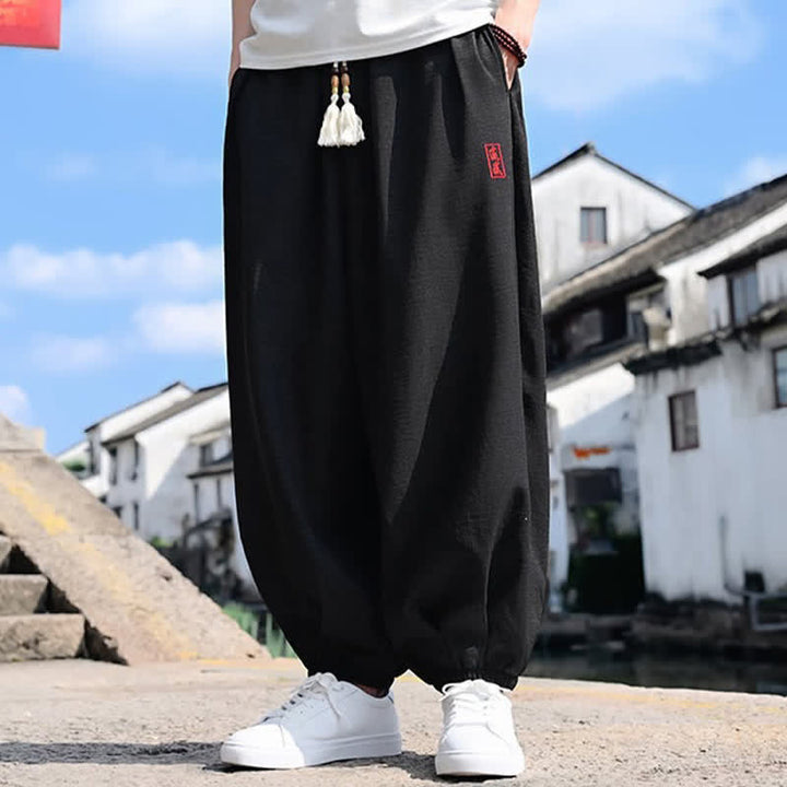 Buddha Stones Summer Drawstring Solid Ankle Length Men's Harem Pants With Pockets - image 4