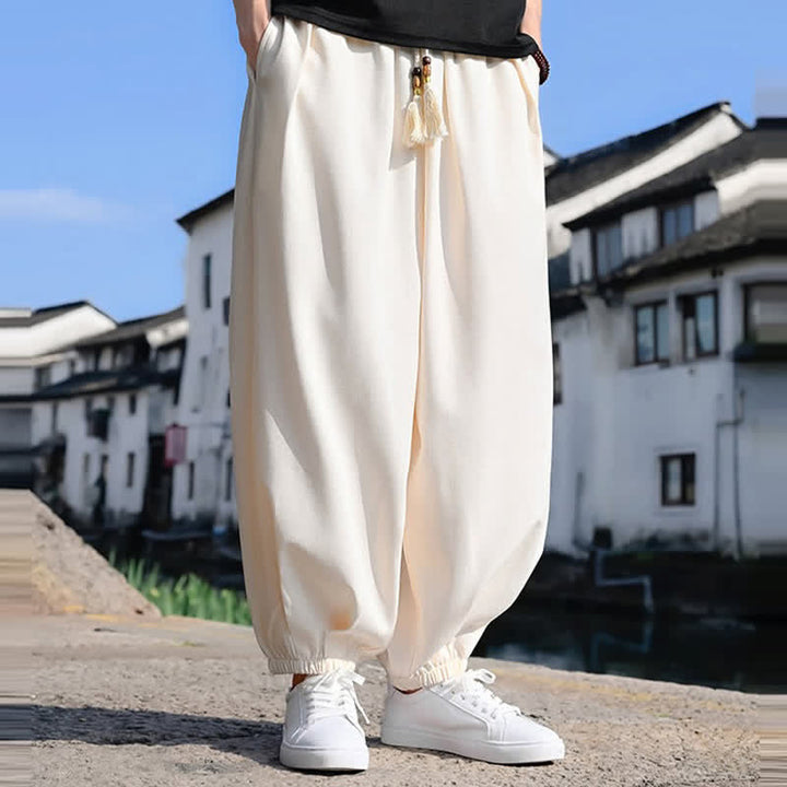 Buddha Stones Summer Drawstring Solid Ankle Length Men's Harem Pants With Pockets - image 9