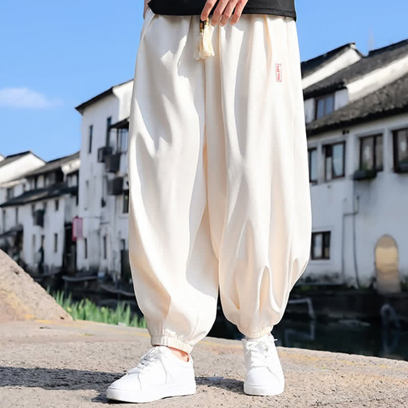 Buddha Stones Summer Drawstring Solid Ankle Length Men's Harem Pants With Pockets - image 10