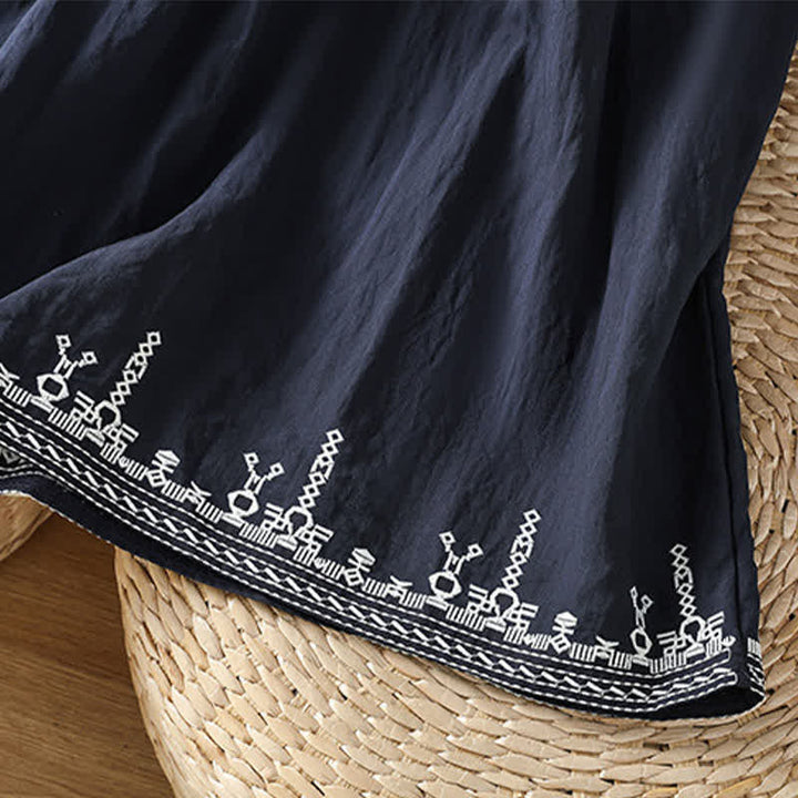 Buddha Stones Summer Boho Embroidery Floral Women's Short Sleeve T-Shirts - image 5