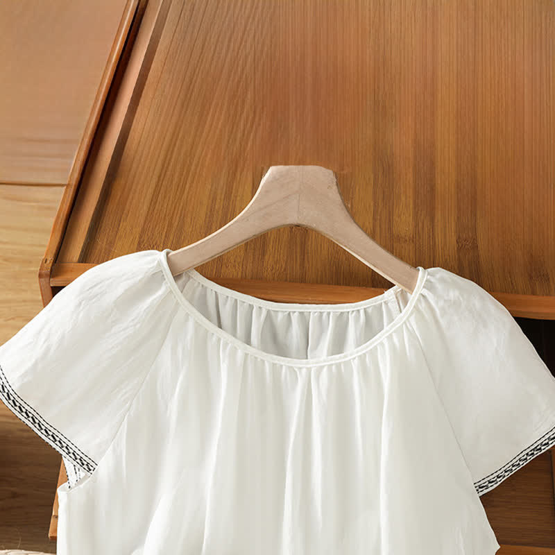 Buddha Stones Summer Boho Embroidery Floral Women's Short Sleeve T-Shirts - image 8