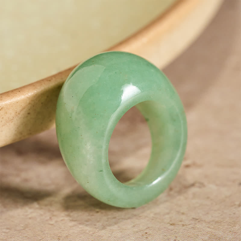 Buddha Stones Natural Green Aventurine Wide Balance Ring - image 3