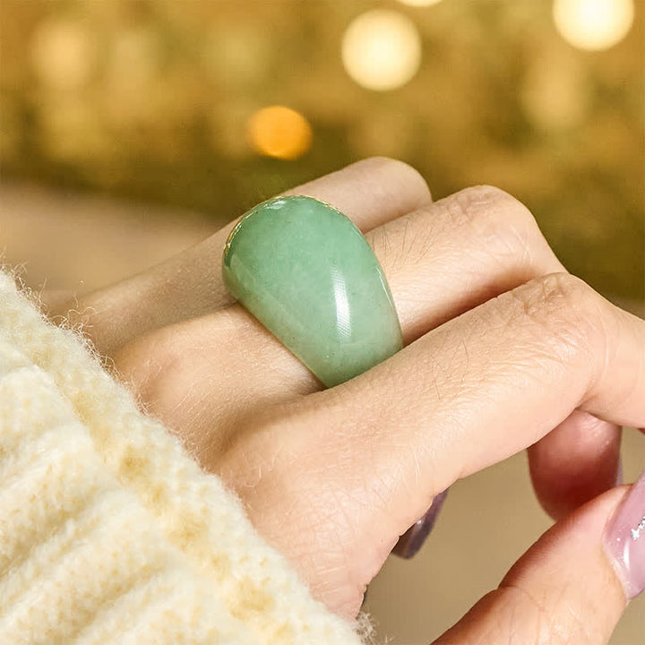 Buddha Stones Natural Green Aventurine Wide Balance Ring - image 8