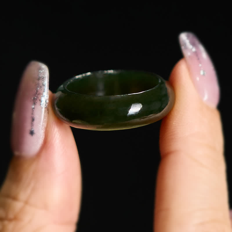 Buddha Stones Natural Cyan Jade Healing Ring - image 7