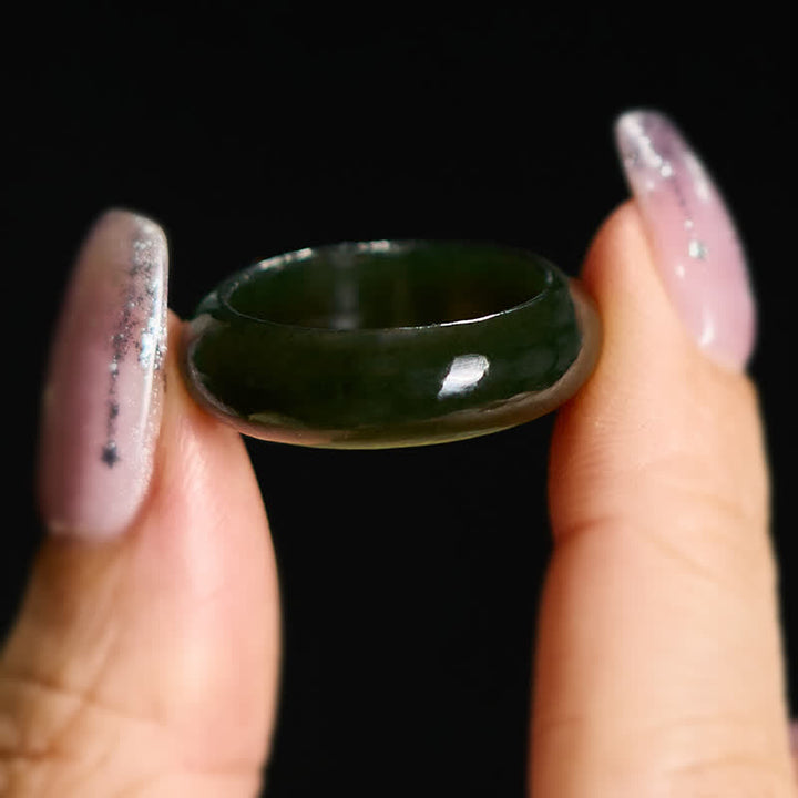 Buddha Stones Natural Cyan Jade Healing Ring - image 7