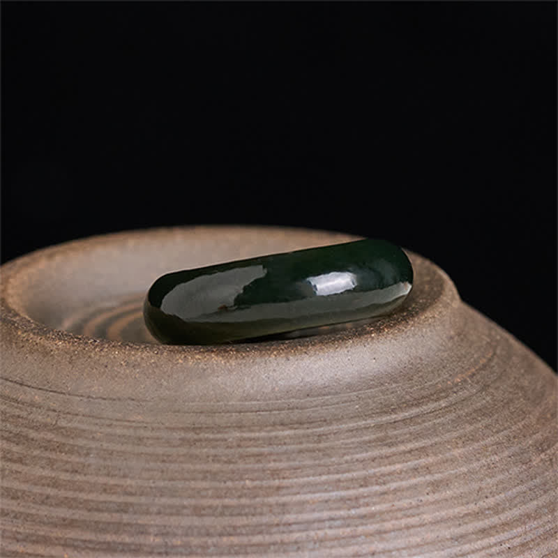 Buddha Stones Natural Cyan Jade Healing Ring - image 1