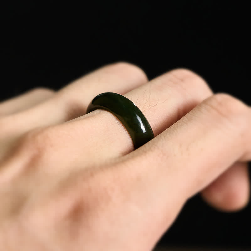 Buddha Stones Natural Cyan Jade Healing Ring - image 9