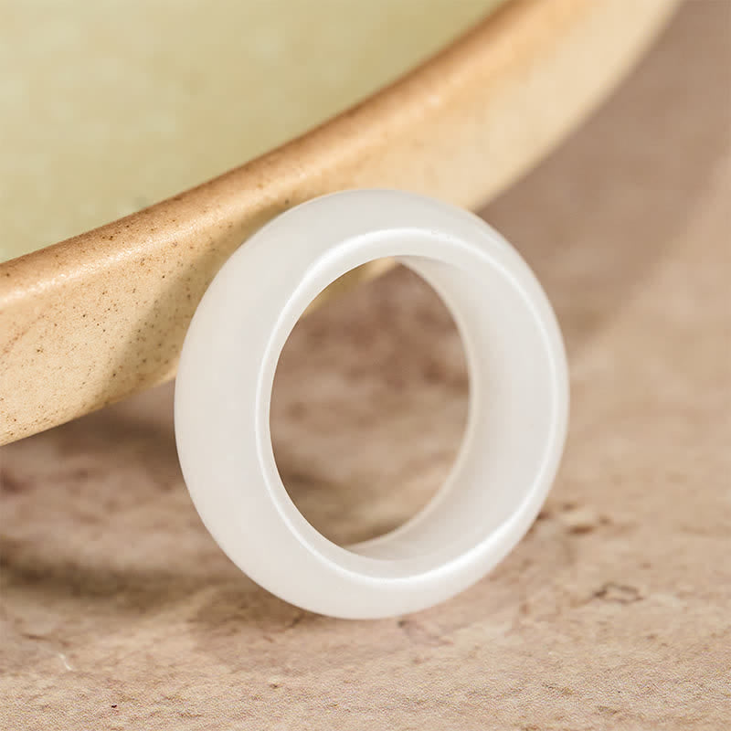 Buddha Stones Natural Golden Silk Jade Wealth Ring - Natural Golden Silk Jade(Color May Vary) - Approx. 20mm - image 0