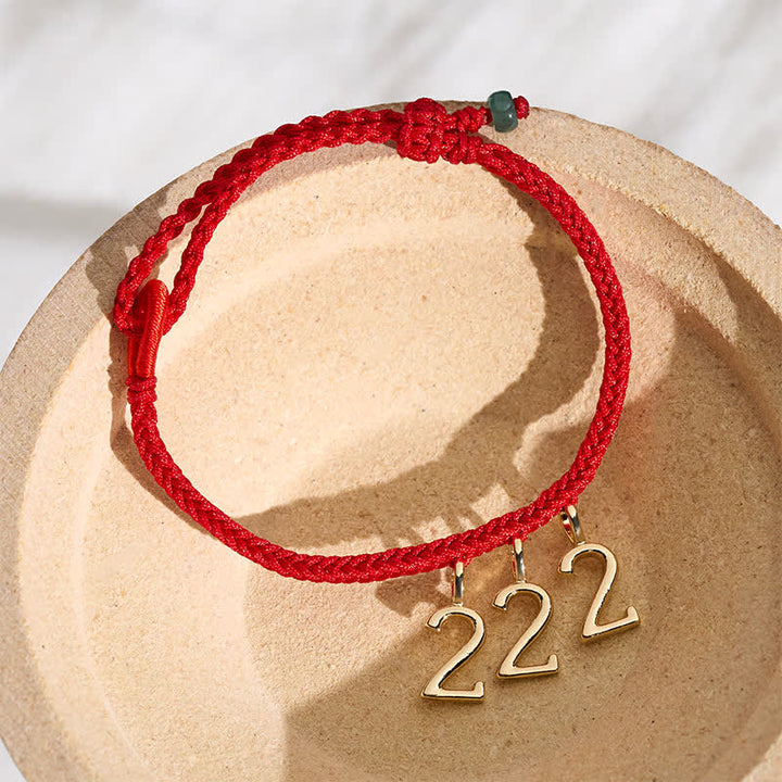Buddha Stones 777 444 333 222 111 Angel Number Red String Jade Protection Braided Bracelet - 111(Wrist Circumference 16-20cm) - image 0