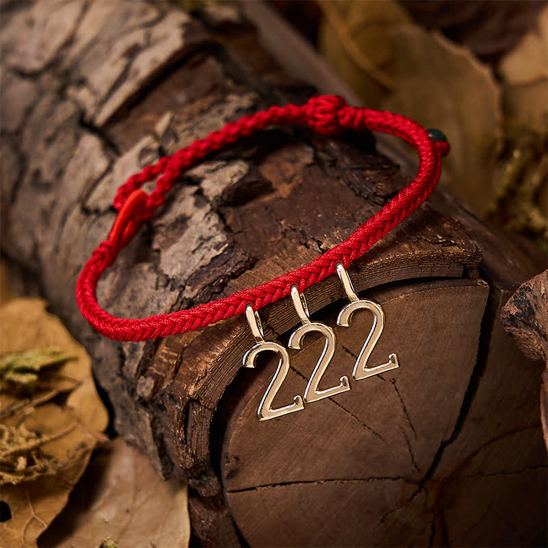 Buddha Stones 777 444 333 222 111 Angel Number Red String Jade Protection Braided Bracelet - image 2