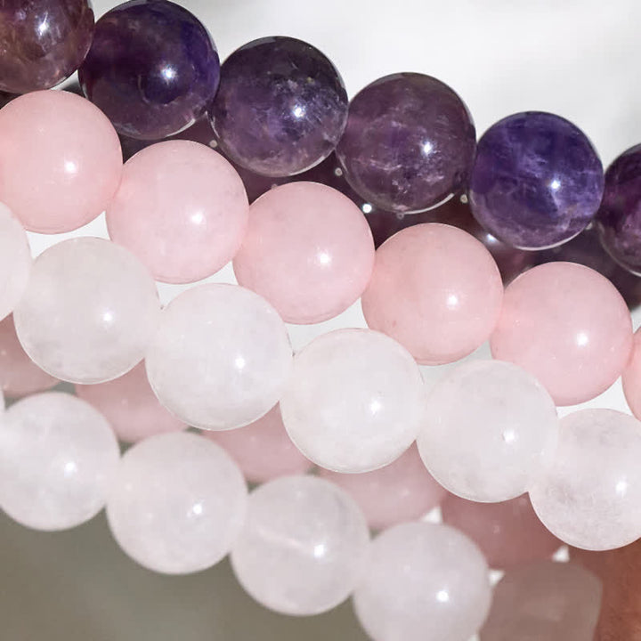 Buddha Stones Amethyst Rose Quartz Crystal Spiritual Awareness Bracelet - image 8