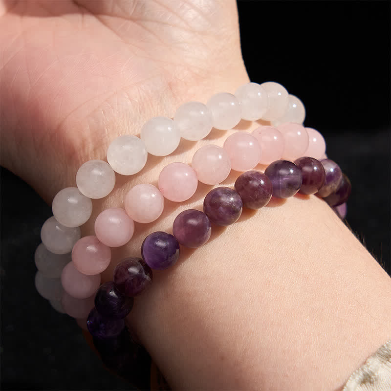 Buddha Stones Amethyst Rose Quartz Crystal Spiritual Awareness Bracelet - image 2