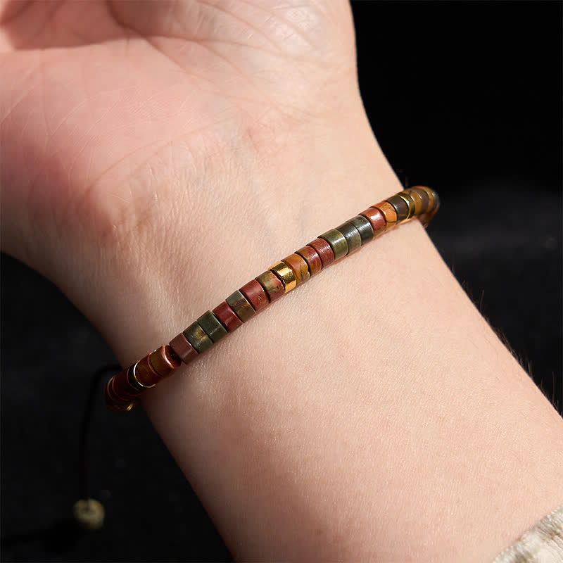 Buddha Stones Small Picasso Jasper Beads Energy String Bracelet - image 5