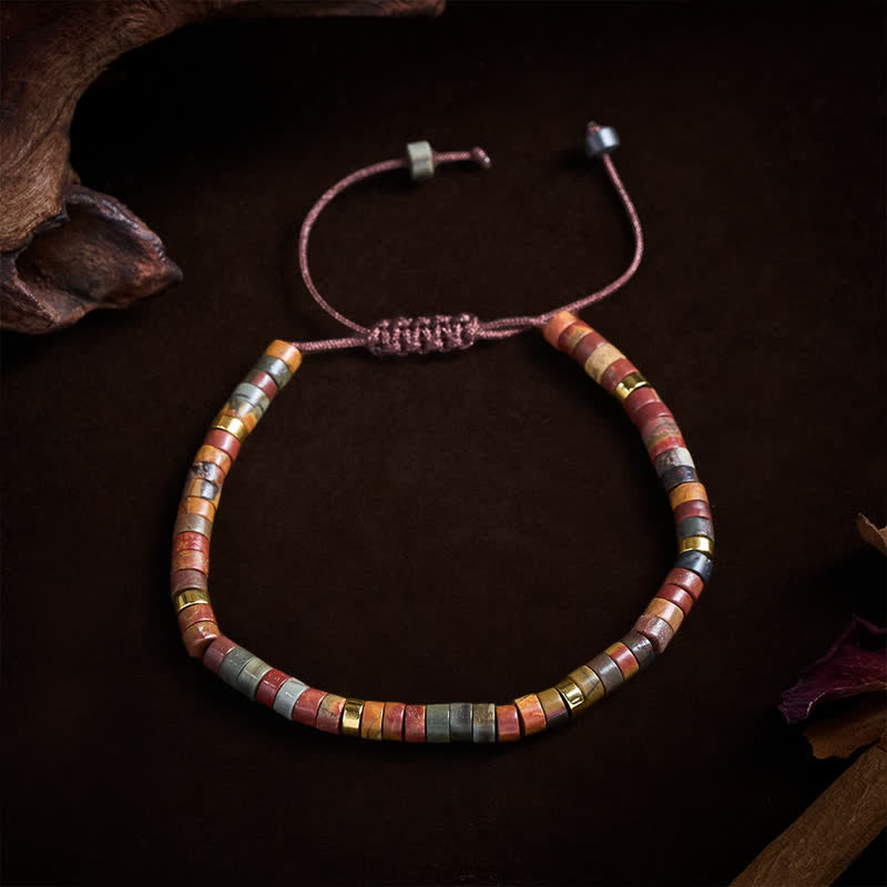 Buddha Stones Small Picasso Jasper Beads Energy String Bracelet - image 1