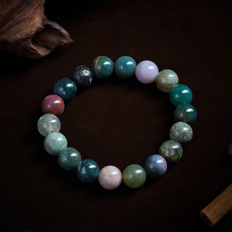 Buddha Stones Natural Stone Sea Sediment Jasper Agate Protection Peace Bracelet - 10mm(Wrist Circumference:16-17cm) - image 9