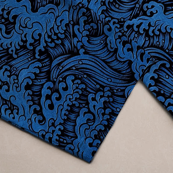 Buddha Stones Cotton Ocean Wave Pattern Men's Tapered Pants With Pockets - image 3