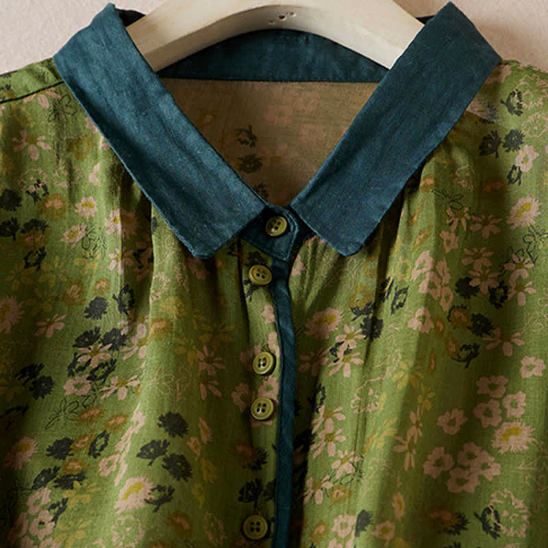 Buddha Stones Summer Vintage Button-Up Floral Print Women's Short Sleeve Shirts - image 2