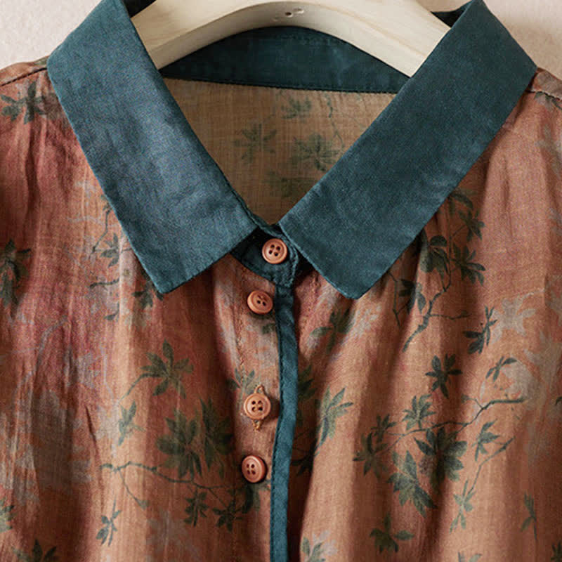 Buddha Stones Summer Vintage Button-Up Floral Print Women's Short Sleeve Shirts - image 8