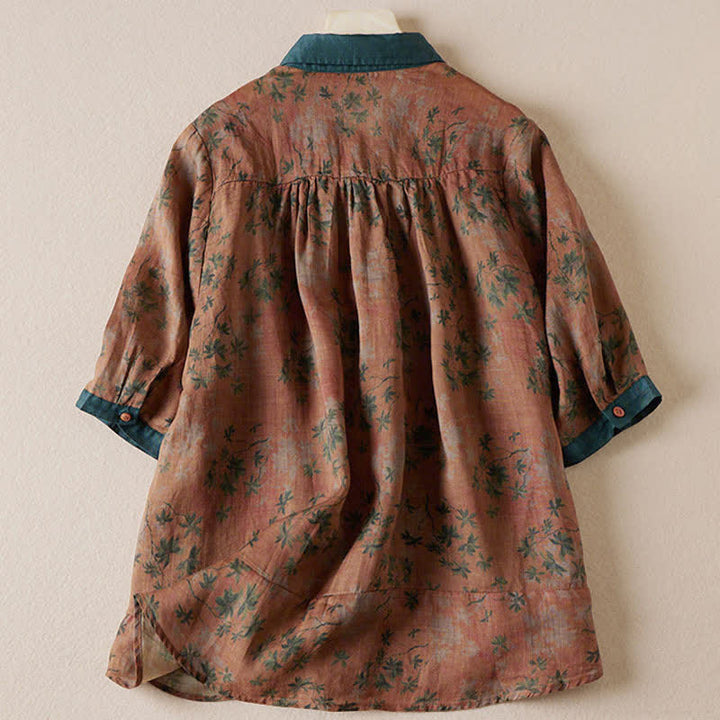 Buddha Stones Summer Vintage Button-Up Floral Print Women's Short Sleeve Shirts - image 7