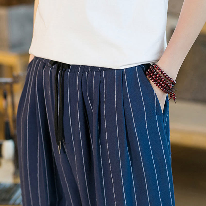 Buddha Stones Summer Casual Drawstring Striped Men's Harem Pants With Pockets - image 28