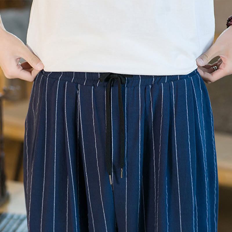 Buddha Stones Summer Casual Drawstring Striped Men's Harem Pants With Pockets - image 29