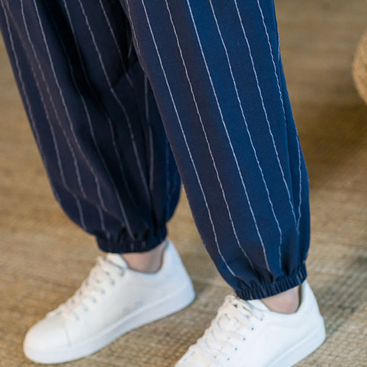 Buddha Stones Summer Casual Drawstring Striped Men's Harem Pants With Pockets - image 31