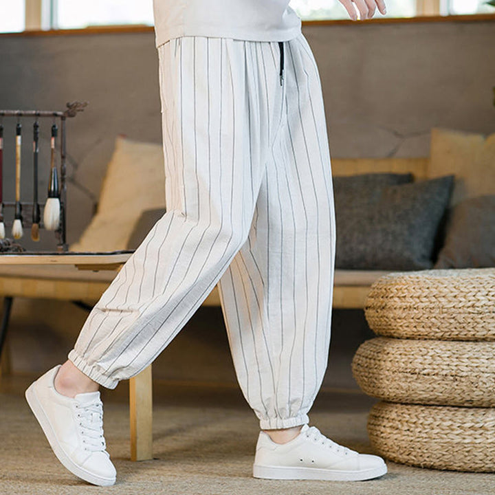 Buddha Stones Summer Casual Drawstring Striped Men's Harem Pants With Pockets - image 49