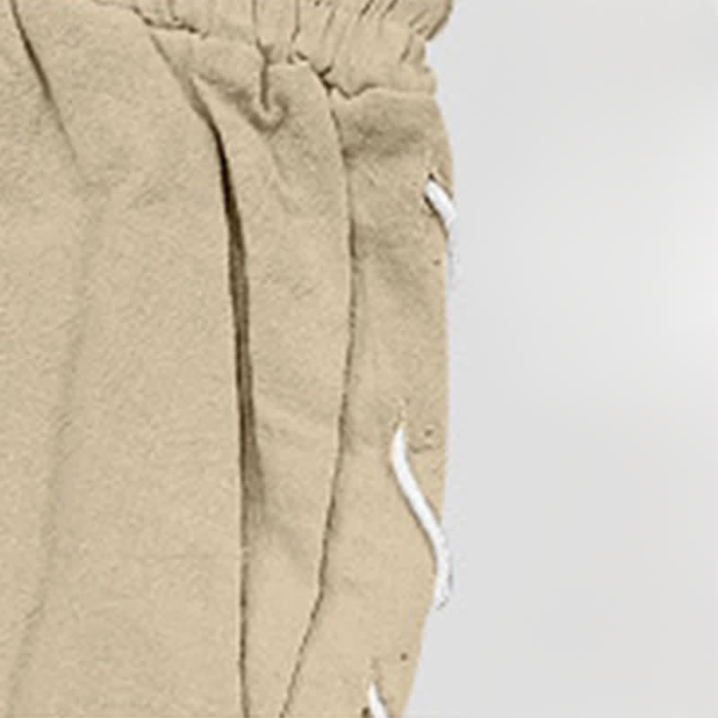 Buddha Stones Summer Casual Drawstring Side Slit Solid Bermuda Shorts Men's Straight Leg Pants With Pockets - image 6