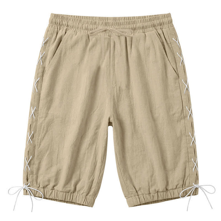 Buddha Stones Summer Casual Drawstring Side Slit Solid Men's Straight Leg Pants With Pockets - Tan - US/UK/AU44，EU54 (3XL) - image 0