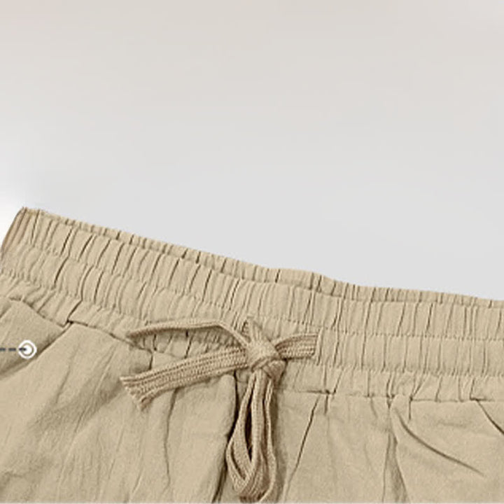 Buddha Stones Summer Casual Drawstring Side Slit Solid Men's Straight Leg Pants With Pockets - image 5
