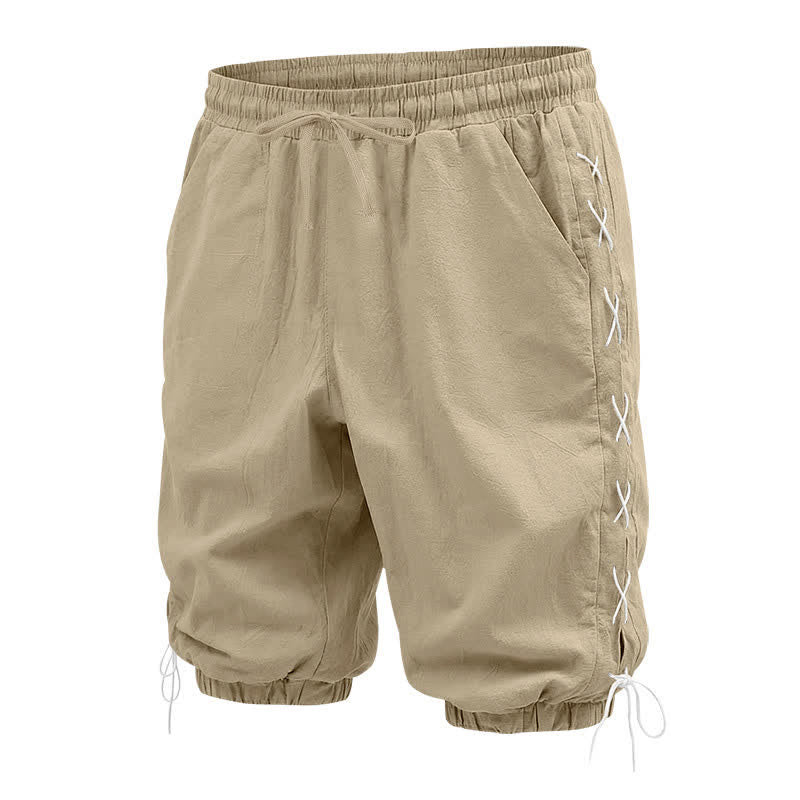 Buddha Stones Summer Casual Drawstring Side Slit Solid Bermuda Shorts Men's Straight Leg Pants With Pockets - image 1