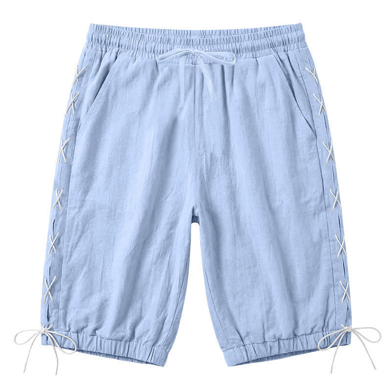 Buddha Stones Summer Casual Drawstring Side Slit Solid Men's Straight Leg Pants With Pockets - LightBlue - US/UK/AU44，EU54 (3XL) - image 16